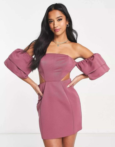 Платье мини с открытыми плечами