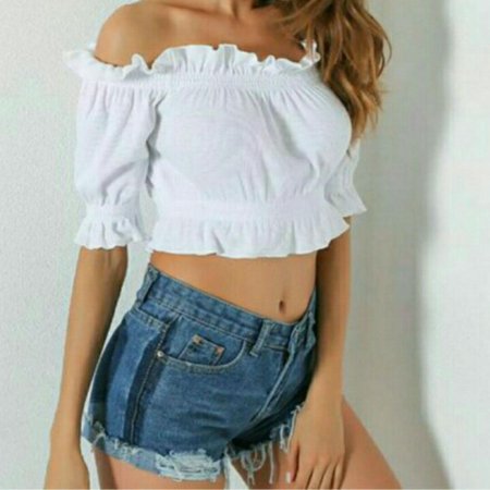 Кроп топ с рюшами
