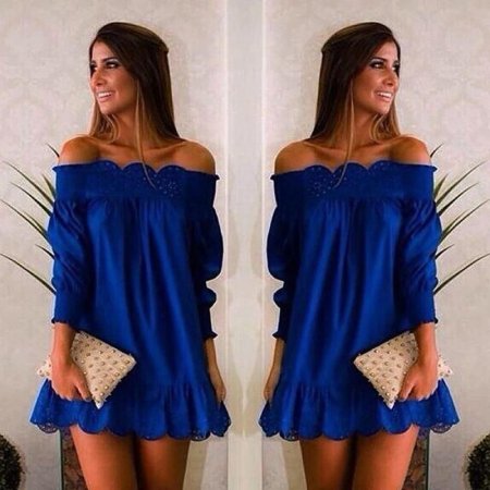 Платье с открытыми плечами мини