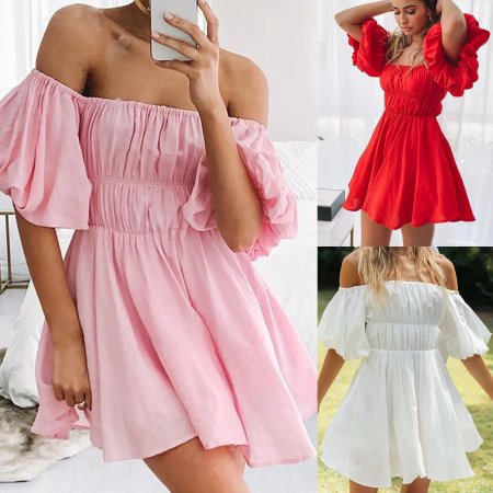 Платье с открытыми плечами летнее