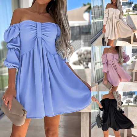 Женское шифоновое платье с открытыми плечами