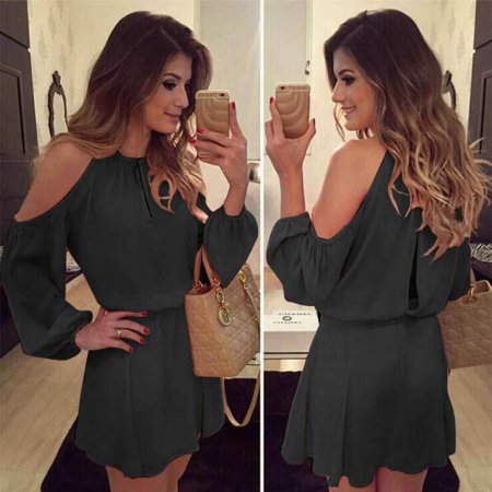 Платья с открытым плечом и длинным рукавом