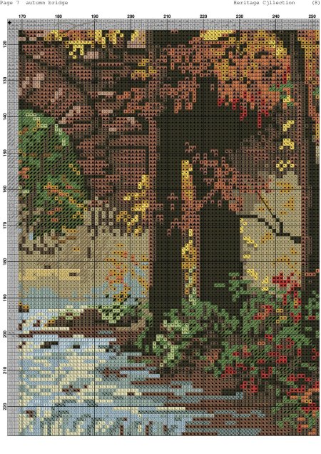 Вышивка осенний мостик