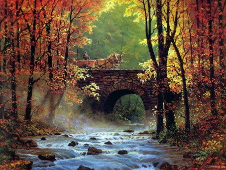 Осенний пейзаж с мостом