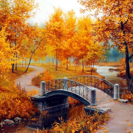 Осенний пейзаж с мостиком