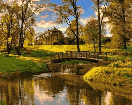 Осенний пейзаж с мостиком