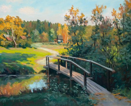 Осенний пейзаж с мостиком