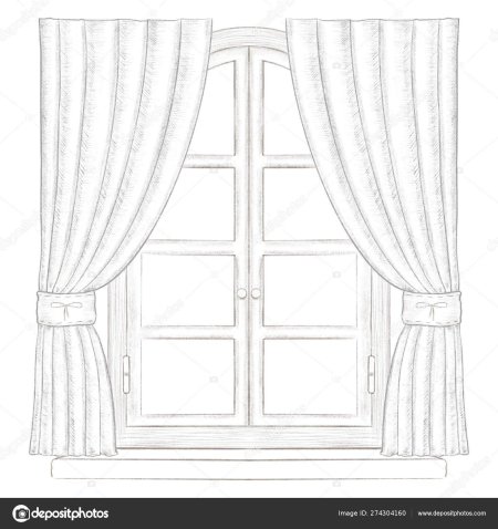 Окно со шторами рисунок