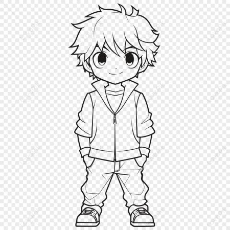 Аниме раскраска мальчик