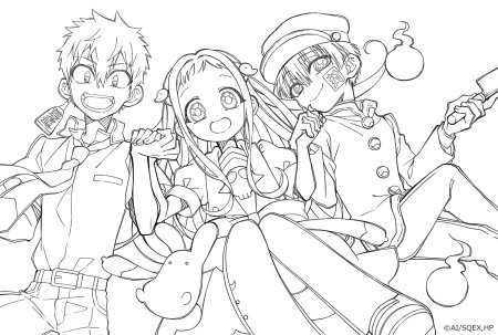 Раскраска аниме туалетный мальчик ханако