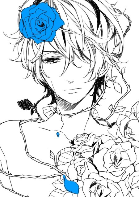Аниме парень с розой