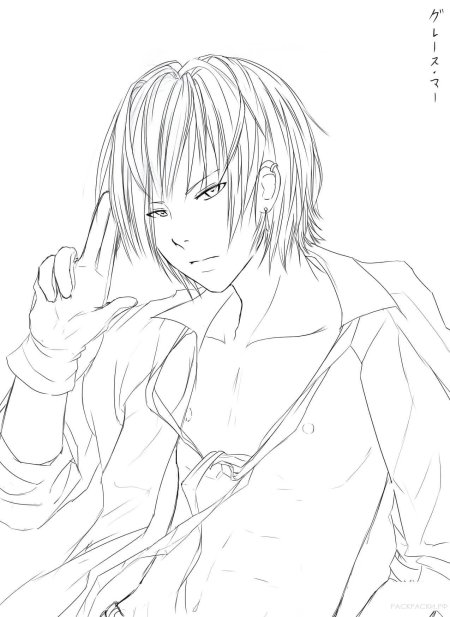 Раскраска аниме мальчик