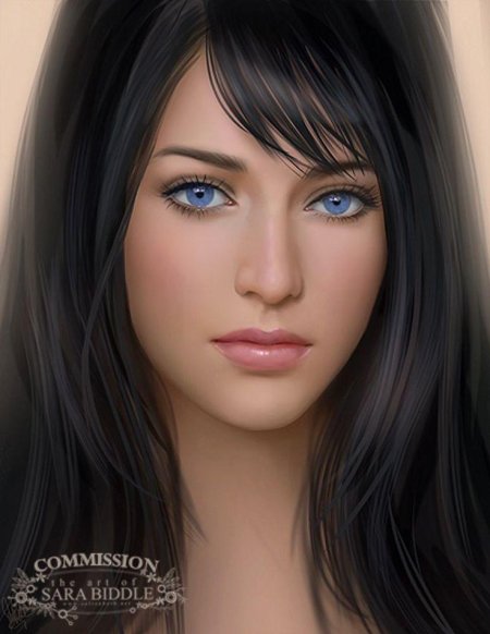 Брюнетка с голубыми глазами