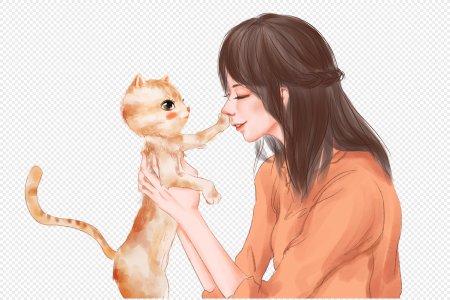 Девочка гладит кошку