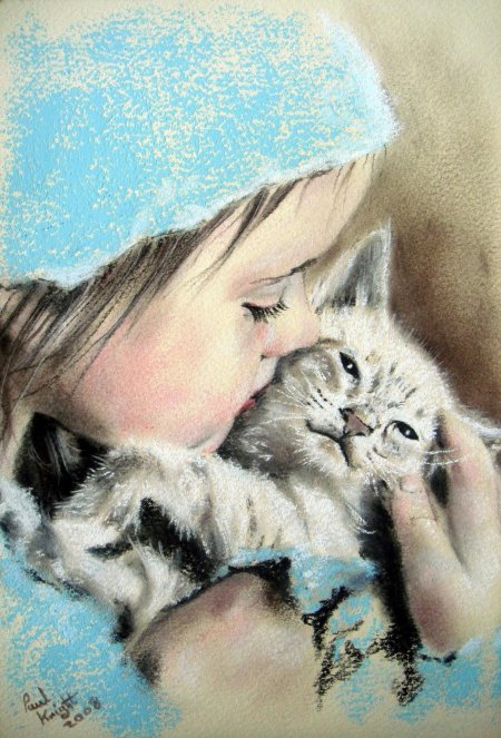 Девочка с котенком