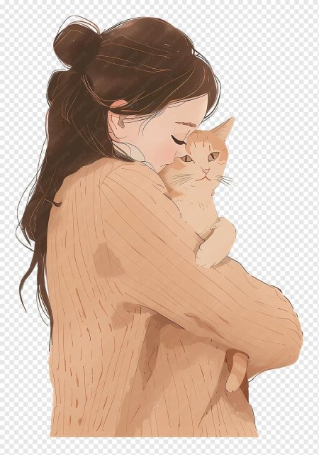 Девушка обнимает кошку