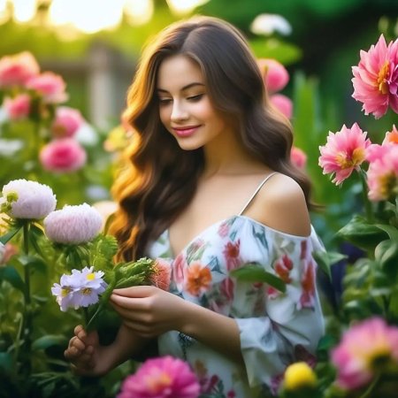 Красивая девушка с цветами