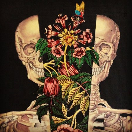 Скелет с цветами