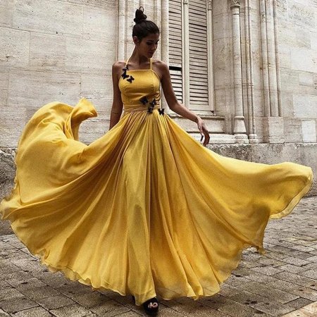 Желтое платье вечернее