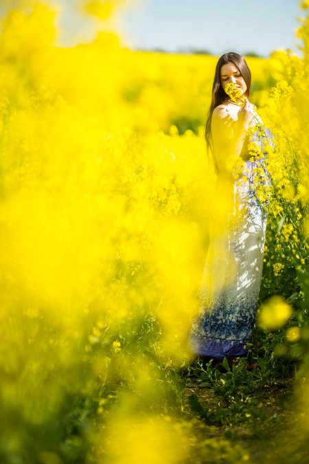 Девушка в желтом поле