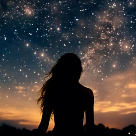 Девушка на фоне звездного неба
