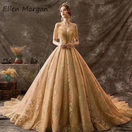 Золотое свадебное платье