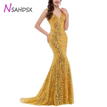 Золотое длинное платье