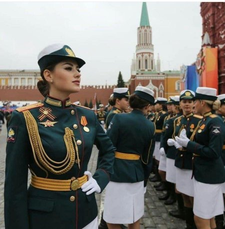 Девушки на параде победы