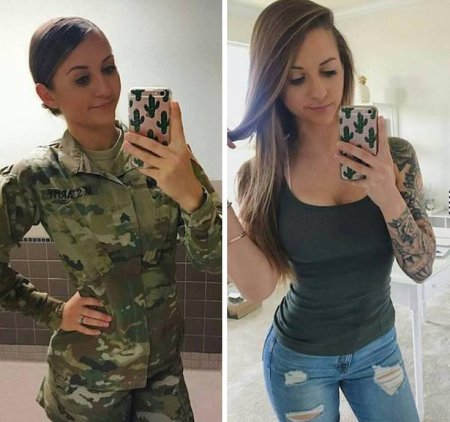 Девушки в униформе и без