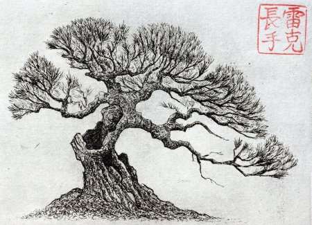 Китайское дерево карандашом