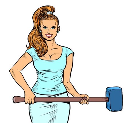 Женщина с молотком