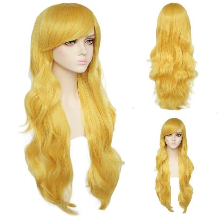 Волнистый жёлтый парик для косплея