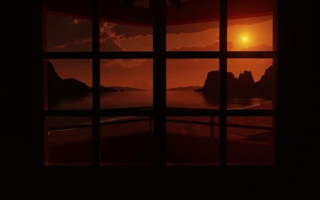 Закат в окне