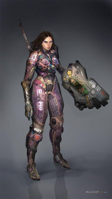 Mech art киберпанк девушка