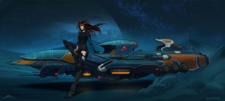 Девушка на космическом корабле