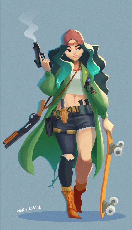 Скейтерша арт