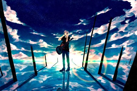 Аниме парень небо