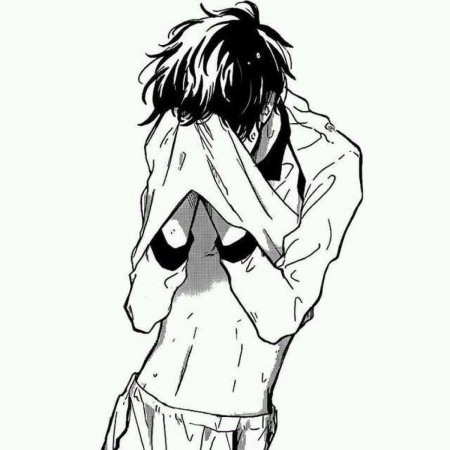 Аниме парень чб