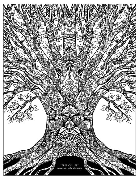 Раскраска антистресс дерево