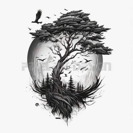 Дерево тату эскиз