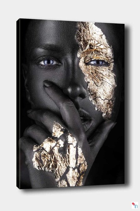 Картина африканка черное в золоте