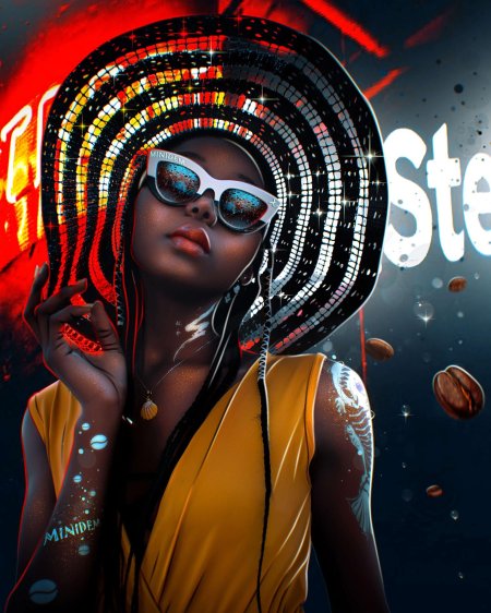 Девушка в очках неон