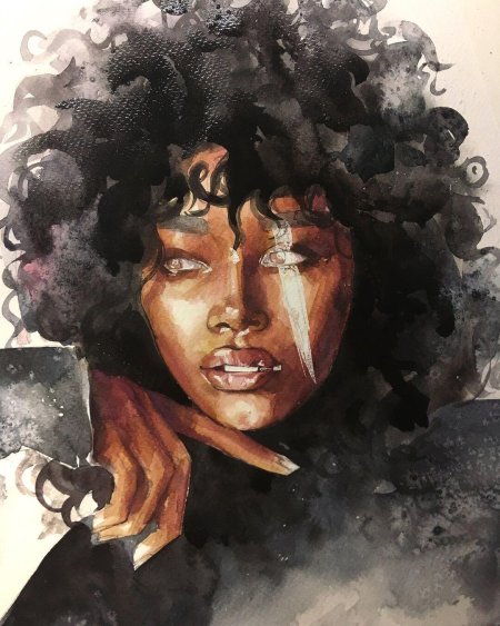 Негритянка акварелью