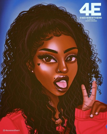 Темнокожая девушка рисунок