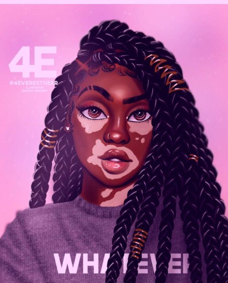 Темнокожая девушка рисунок