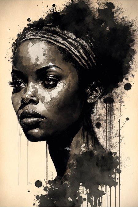 Акварелью женщина афро