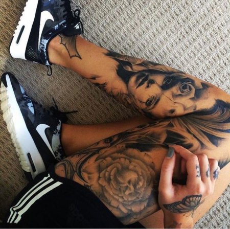 Тату на ногах для девушек