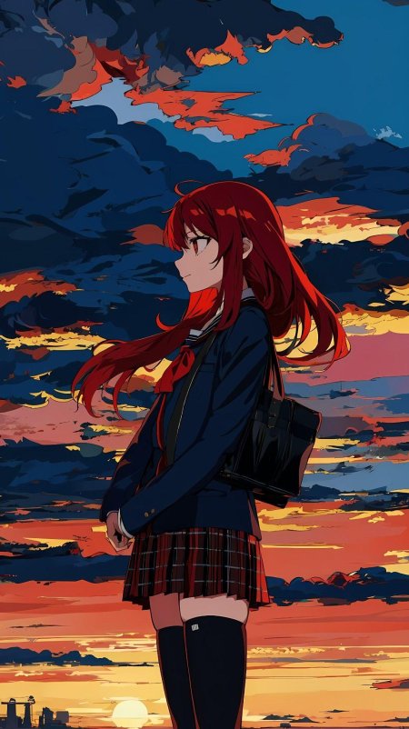 Девушка с красными волосами аниме