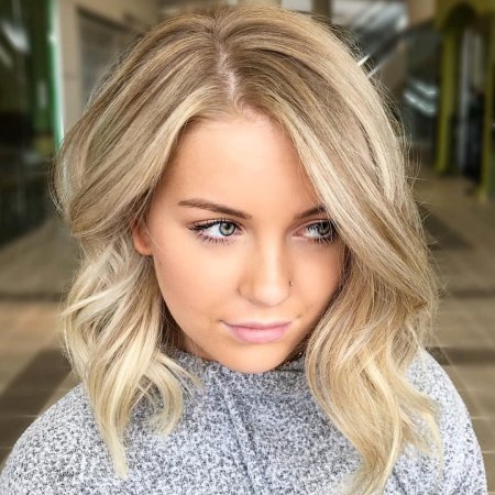 Блонд на средние волосы