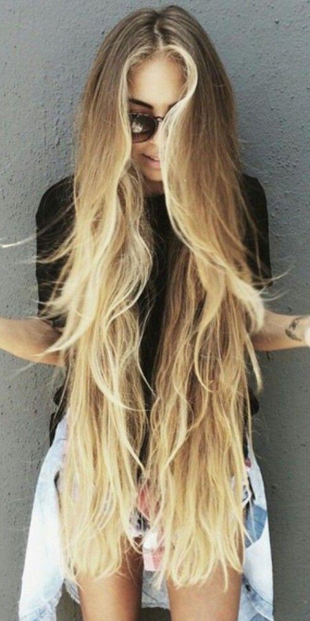 Очень длинные волосы блонд